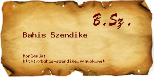 Bahis Szendike névjegykártya